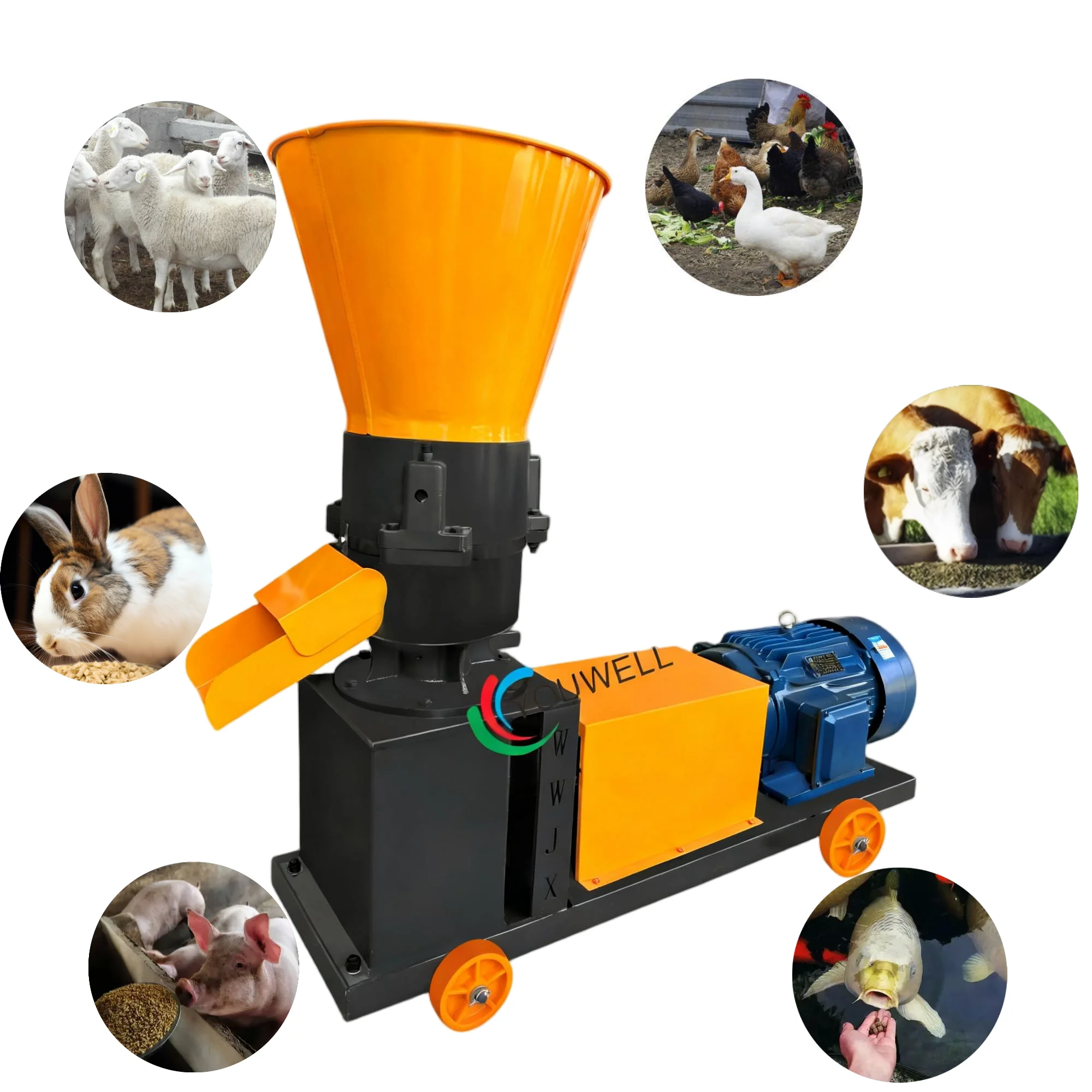 

New Youwell High-Efficiency 22kW Carbon Steel Feed Pellet Machine Poultry/Livestock Multi-Material Pelletizer 800kg/h Capacity