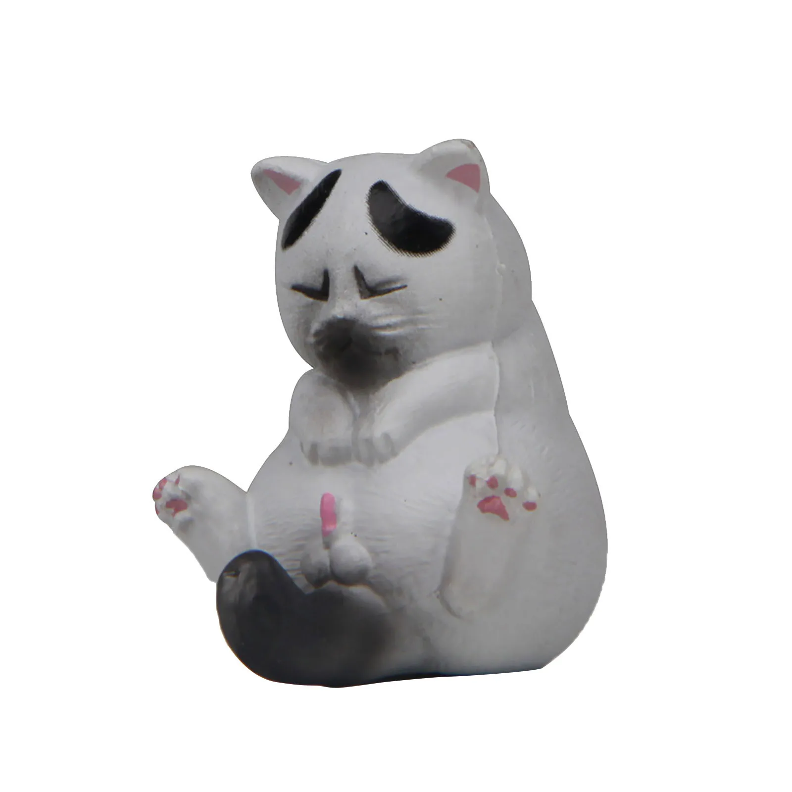 Sleeping Cat Figurines Kitten Miniature Sitting Posture Small Animal Cute Office Desk Ornament Car Interior Home Decoration