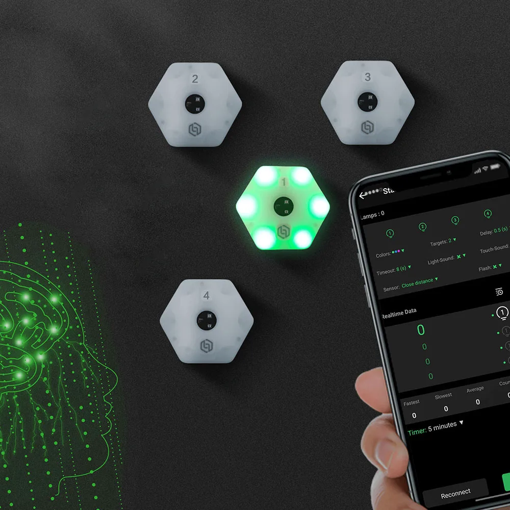 ReactionX Rlt Agile Reaction Light Inductie Trainingsapparatuur 4-lichts-app voor basketbal Boksen Sportentertainment