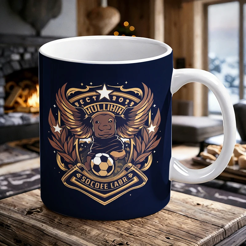 

Vintage Heraldic Winged Mascot Soccer Ceramic Mug, Coffee Cup, Milk Cup, Office Tea Cup, Drinking Cup, Gift for Friends