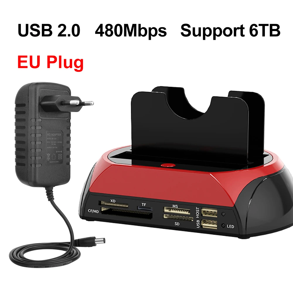 10 IN 1 IDE SATA USB3.0 Dual Bay externe harde schijf 2,5 inch 3,5 inch HDD Docking Station One Touch Backup HUB-kaartlezer