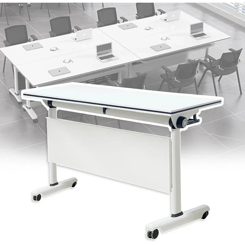 

Folding Rectangular Modular Conference Room Table with Flip-Top Design for Versatile Mobile Meetings