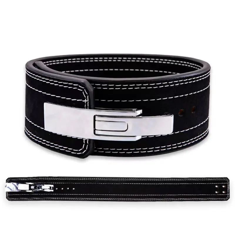 

Weightlifting Lever 4-Ply Cowhide Belt Powerlifting Back Support Gym Buckle Belt