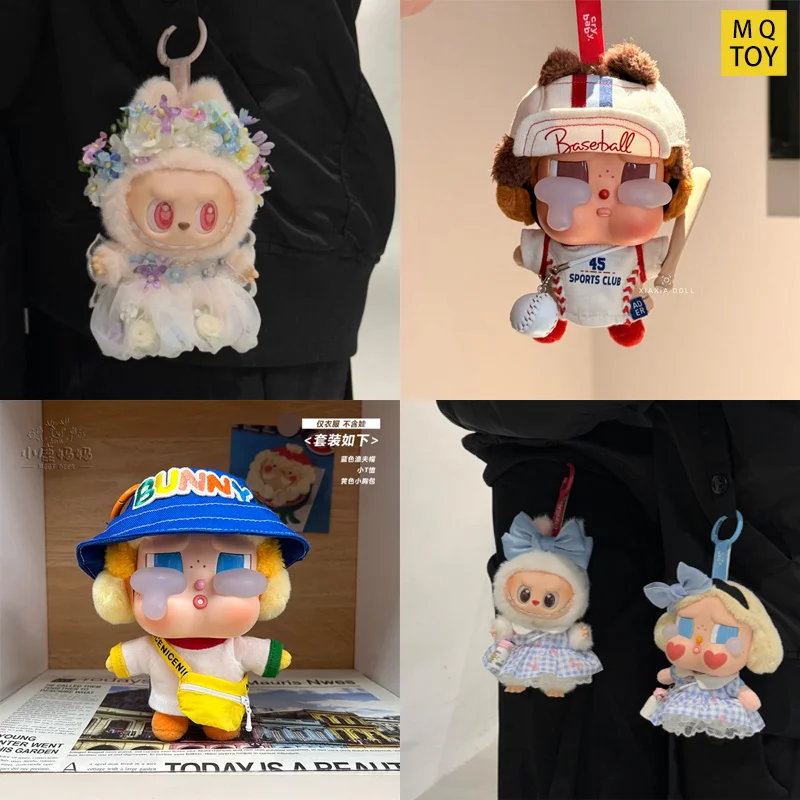 

For Crybaby 2 Piece Set Anime Doll Clothing Tears Of Love Series Checkered Dress And Labubu Baseball Jacket Diy Doll Accessories