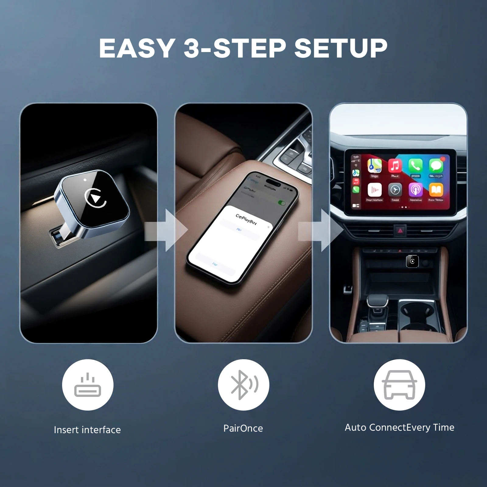 2026 Kabelloser CarPlay-Adapter, verbesserte Mini-Größe, schnelle automatische Verbindung, stabile Verbindung für iPhone- und Android-Geräte – Detail 12