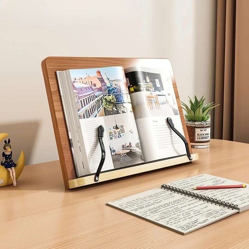 

Adjustable Wooden Reading Stand Portable Book Holder for Students Lightweight Desk Accessory for Textbooks Notebooks Magazines
