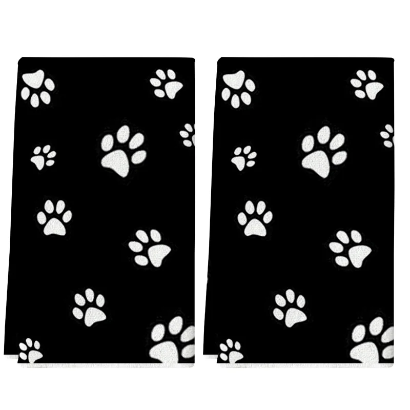 

2 шт., черно-белые кухонные полотенца с принтом лапы, набор полотенец 40 см * 60 см, супервпитывающая мягкая чистящая ткань, полотенце для приготовления пищи, полотенце для рук, салфетка для чистки, кухонное украшение, предметы первой необходимости для до