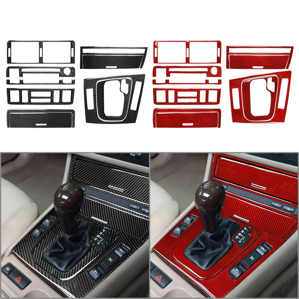 9Pcs RHD Carbon Fiber Car Interior Central Console Cover Decor Trim For   3Series E46 1998 1999 2000 2001 2002 2003 2004 2005