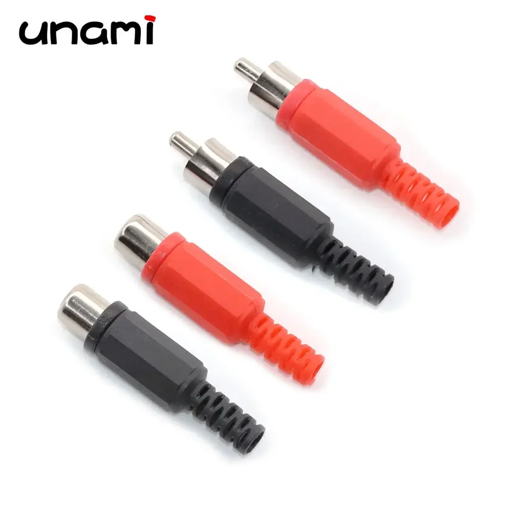 Conector de soldadura de Audio y vídeo, 10 piezas, rojo, negro, plástico, Lotus, cabeza RCA macho/RCA hembra