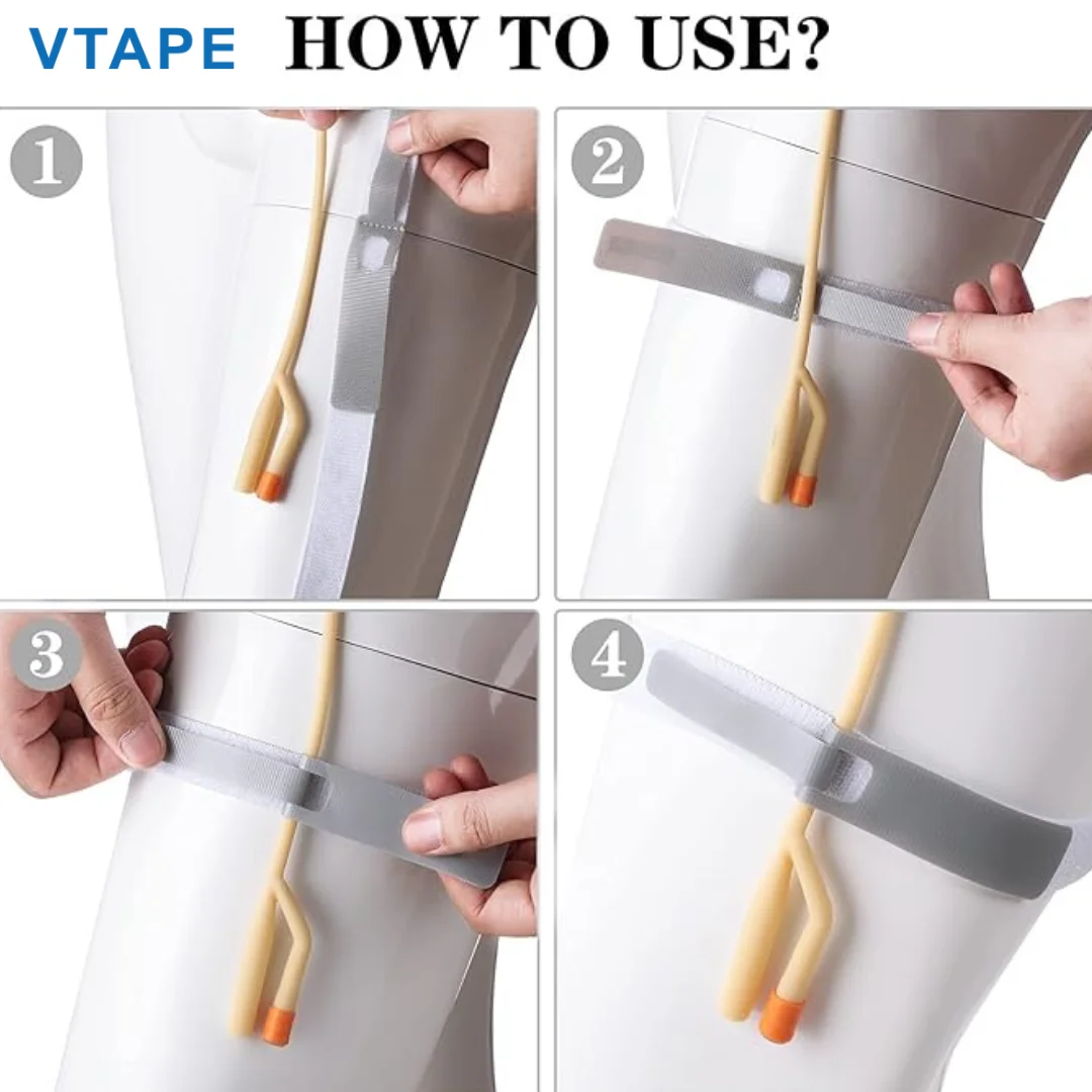 6 Packs Foley Catheter Leg Strap, with Silicone to Reduce Slipping, Secure Your Urinary Catheter with VTAPE Catheter Straps