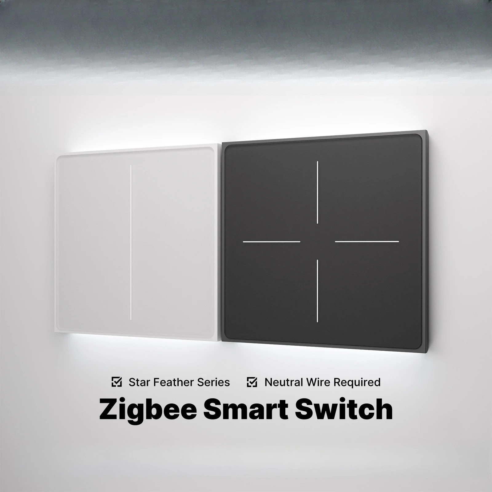 Smart Zigbee Wall Switch with Touch Glass Panel, Scene Mode Switching & APP Remote Control, No Neutral Wire Required