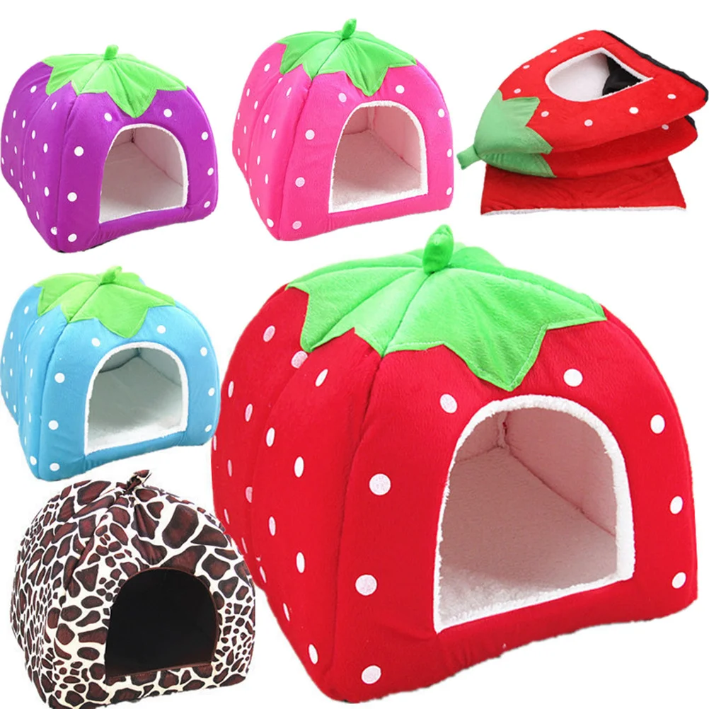 Pet Bed For Dogs Cats Puppy Kitten Soft Anti-Slip Bottom Detachable Washable Warm Cotton Sponge Leopard Design Outdoor
