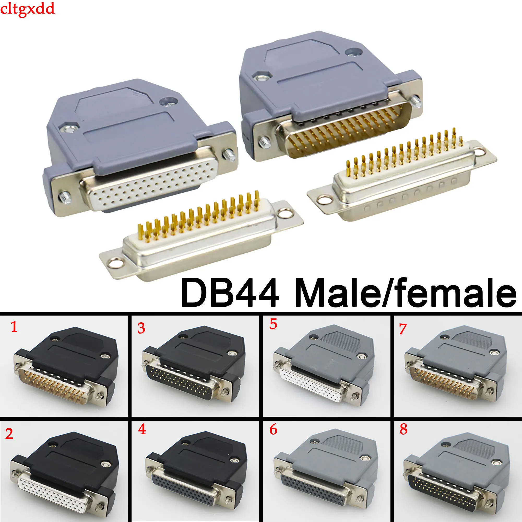 DB44 Solder Head Male Plug/Female Socket Plastic Housing Kit 3 Row 44 Pin Serial Connector D-SUB 44 Adapter Grey Black Housing