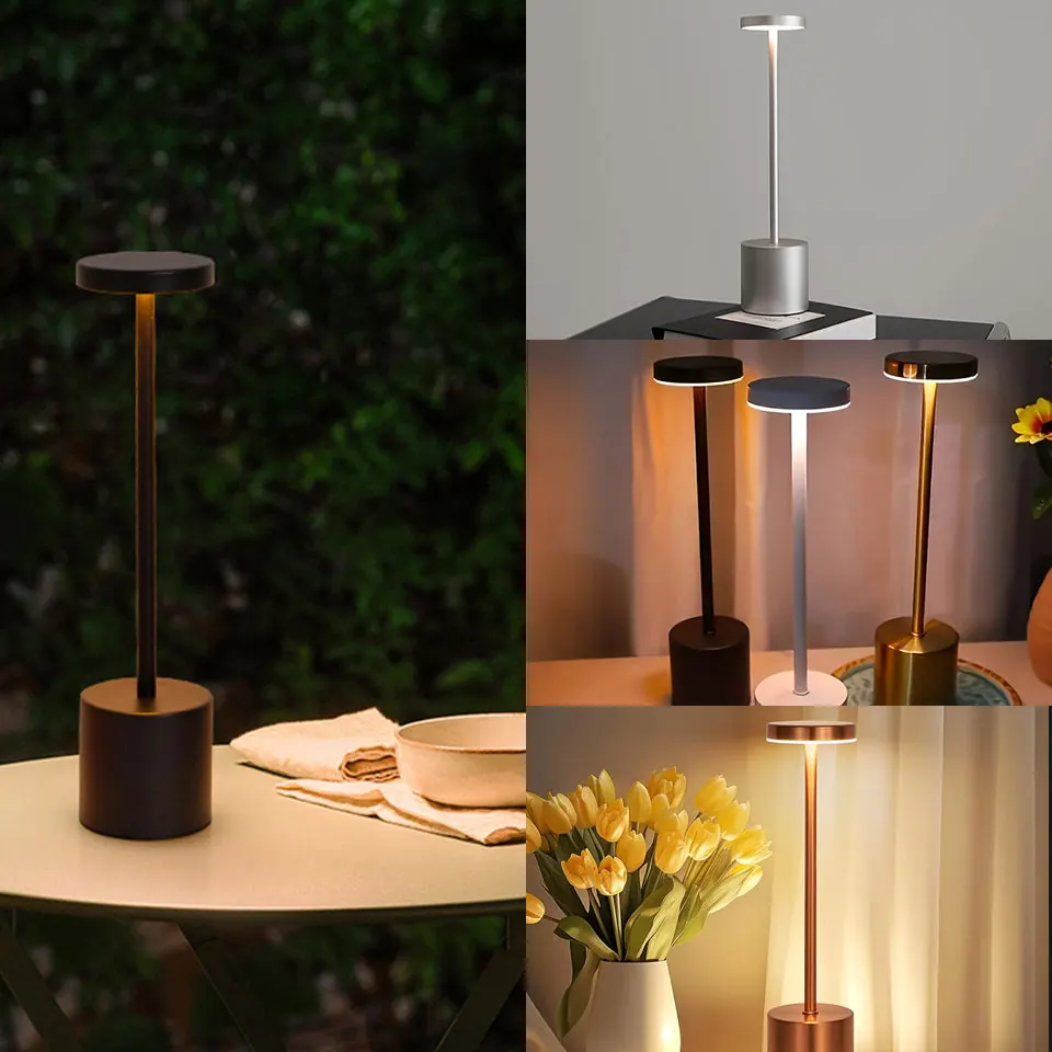 USB-Aufladbare LED-Tischlampen mit Touch-Dimmfunktion, 3-Farben Kabellose Stimmungsbeleuchtung für Schlafzimmer, Nachttisch und Lesebeleuchtung