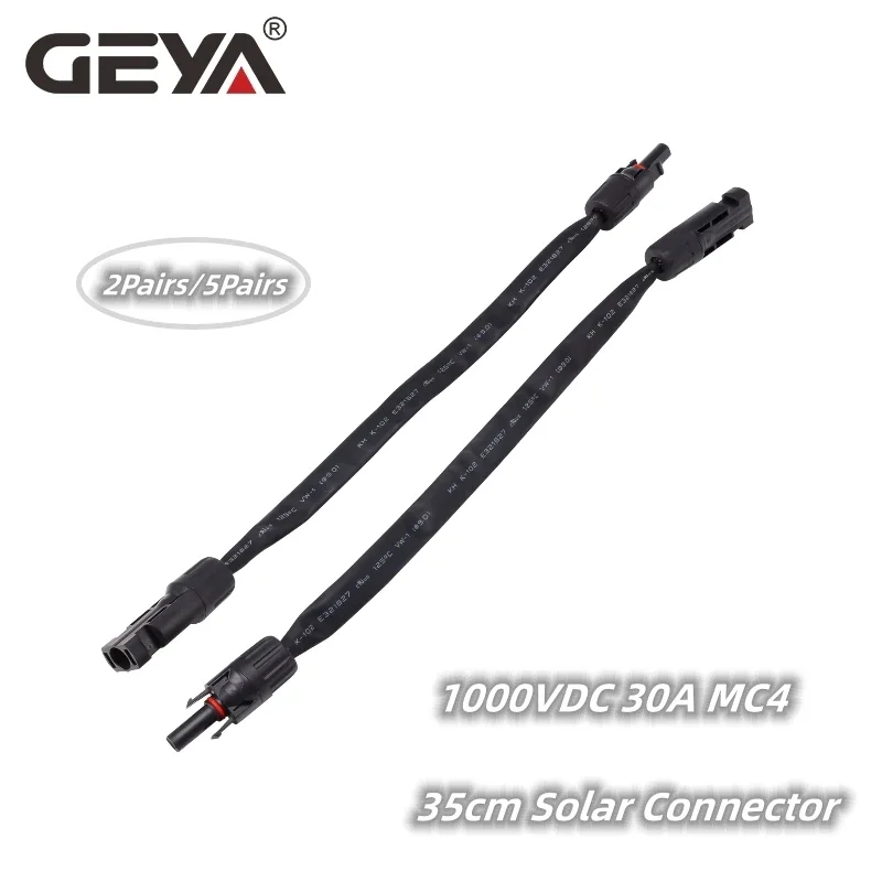 GEYA 35cm Solar Connector 30A Solar Panel Branch Connectors for PV Cable 1000VDC  6mm2 Copper Braided Tape Insulated Pipe