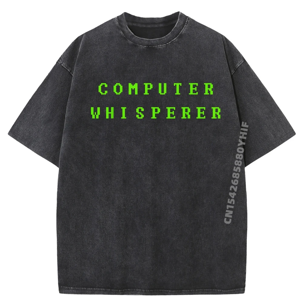 

Computer Whisperer Computer Programer Coding Cotton Graphic Tees Mens Designer Clothes Loose Fit Washed Shirt