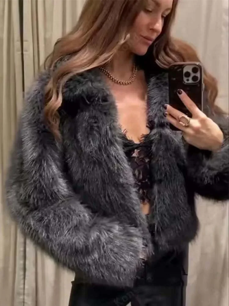 Chaqueta de piel para mujer 2025, nueva Chaqueta corta de calle con botones de manga larga para mujer, ropa de abrigo de ocio a la moda para otoño e invierno