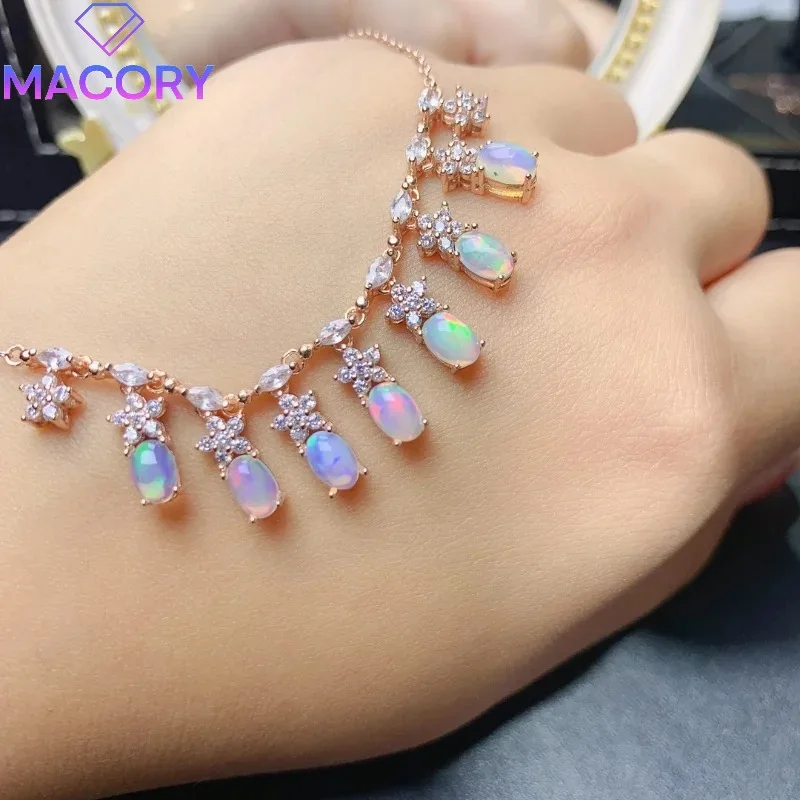 925 sterling silver natural Opal female necklace free shipping sterling silver jewelry certification original pendant