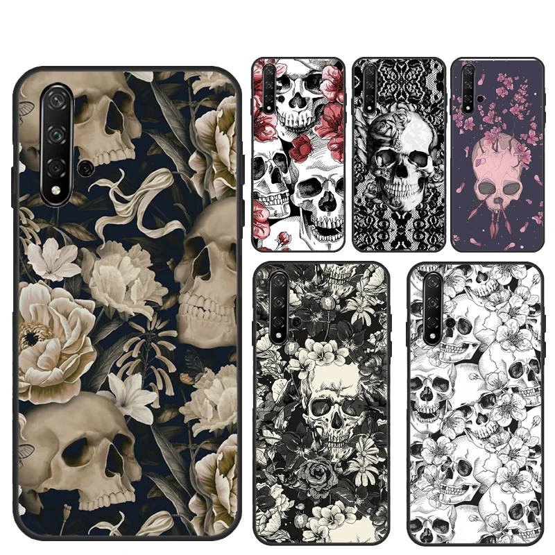 

Чехол с готическим цветочным черепом для Huawei Nova 9 10 SE 5T 12s 12i 11i Y91 Y90 Y60 Y70 Y72 Y61 P20 P40 P30 Lite P60 Pro