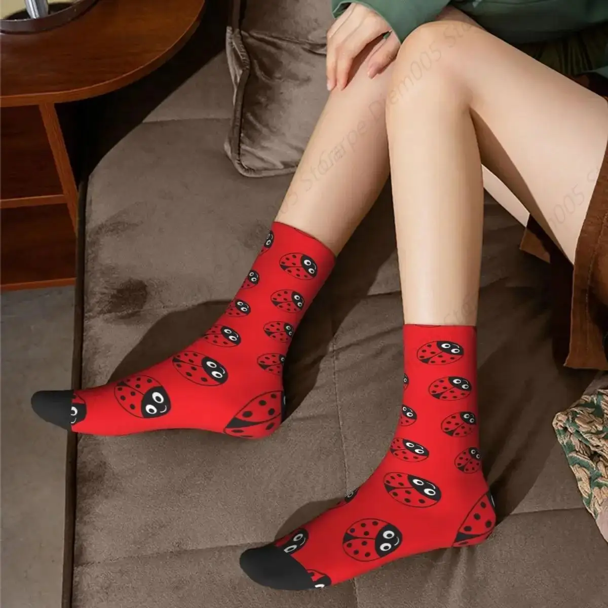 Ladybug Girl Socks Harajuku High Quality Stockings All Season Long Socks Accessories for Man's Woman's Gifts