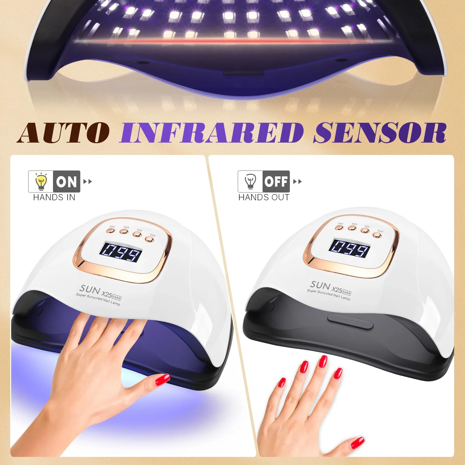 SUN X25MAX 81LED UV Lamp for Nails Drying Quick Curing All Gel Nail Polish Professional Powerful UV Light Dryer Manicure Salon