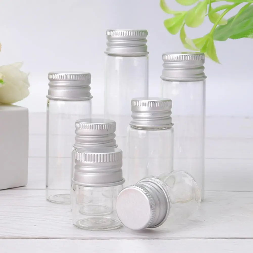 Small Sealed Bottle with Lid Mini Transparent Glass Containers Candy Medicines Sealed Packing Jar Household Kitchen Bottles