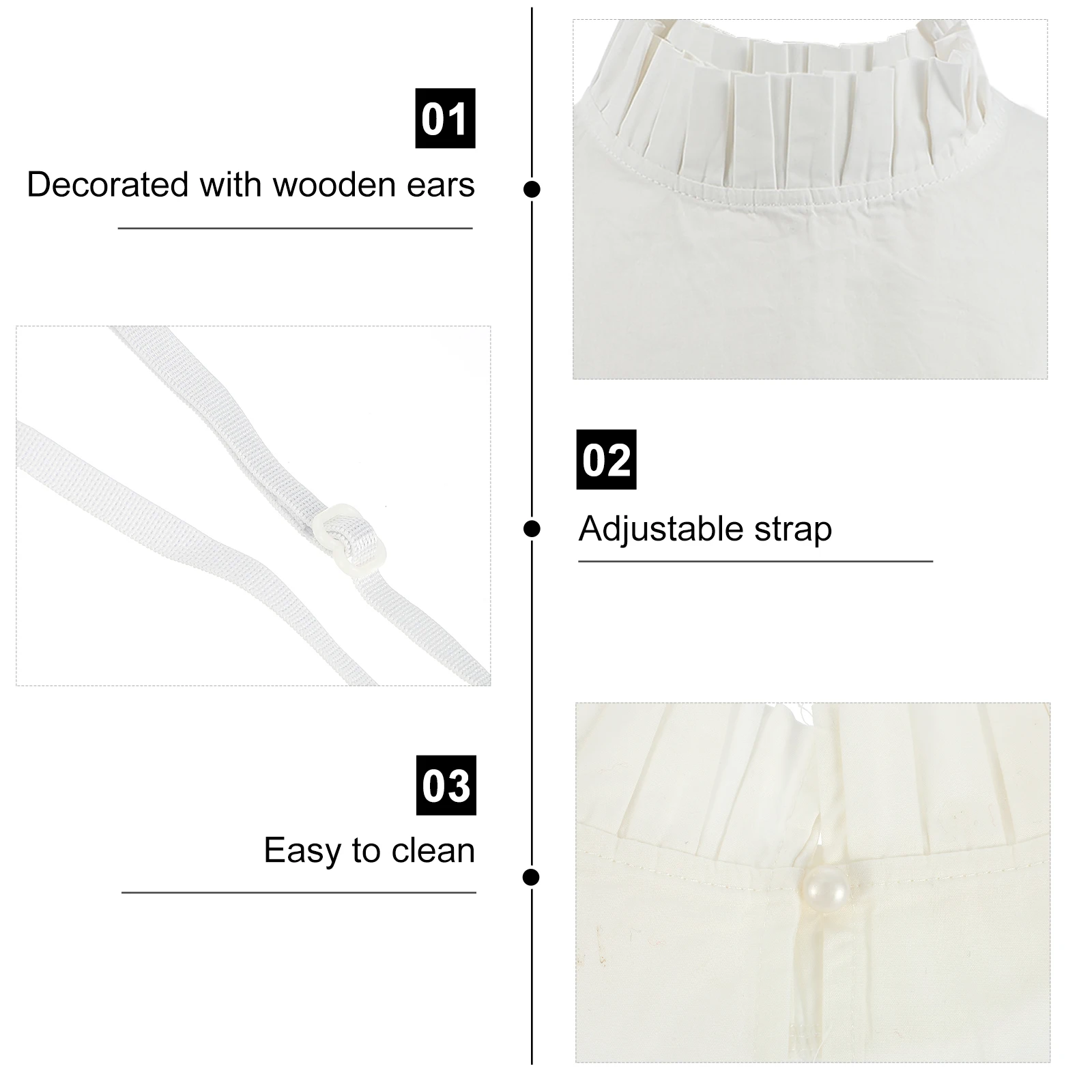 1 قطعة حافة خشبية وهمية طوق للنساء أنيقة انفصال فو طوق تنفس مكتب ارتداء نصف قميص بلوزة الإكسسوارات شعبية