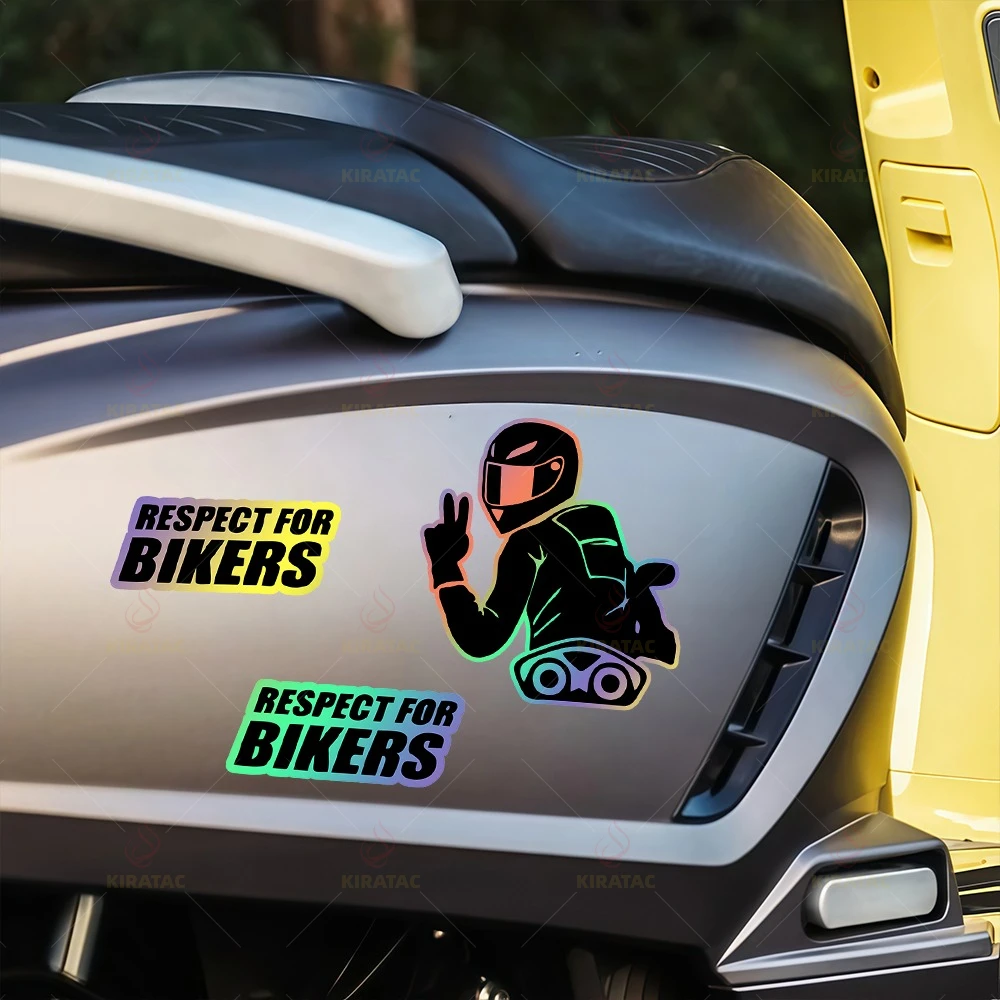 

3Pcs/Set "Respect For Bikers" Holographic Vinyl Stickers, Waterproof Decals for Motorcycle & Car