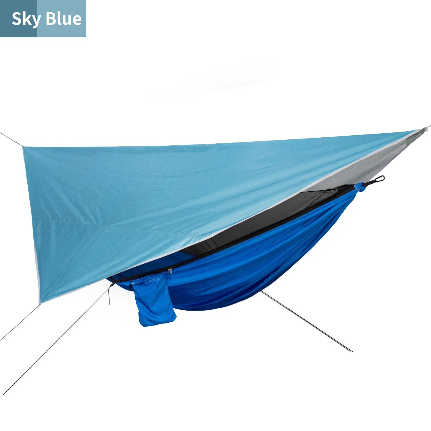 모기장 및 캐노피 세트가 있는 해먹 야외 캠핑을 위한 휴대용 빠른 개방형 해먹 플러스 방수 차양 캐노피