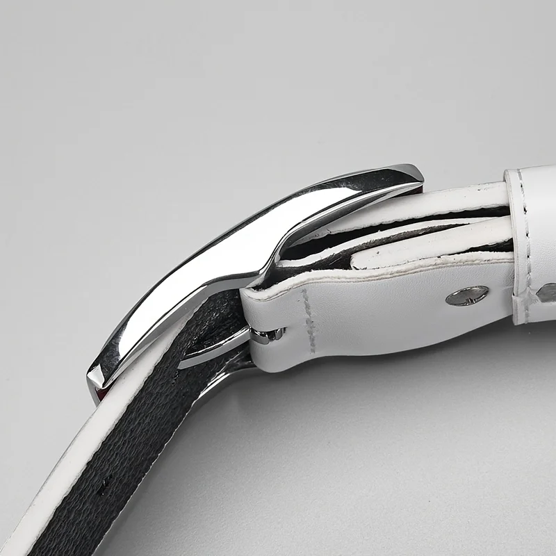White PU Men's Belt with Red and Blue Striped Design, Adjustable Silver Slide Buckle, Perfect for Casual Jeans, Smart Casual & B