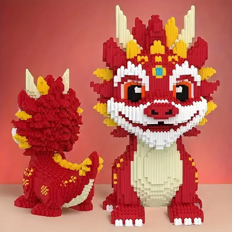 New Dragon Building Blocks Assembly Toy DIY Small Particle Puzzle Ornaments 3D Desktop Decoration Boys Girls Birthday Gift