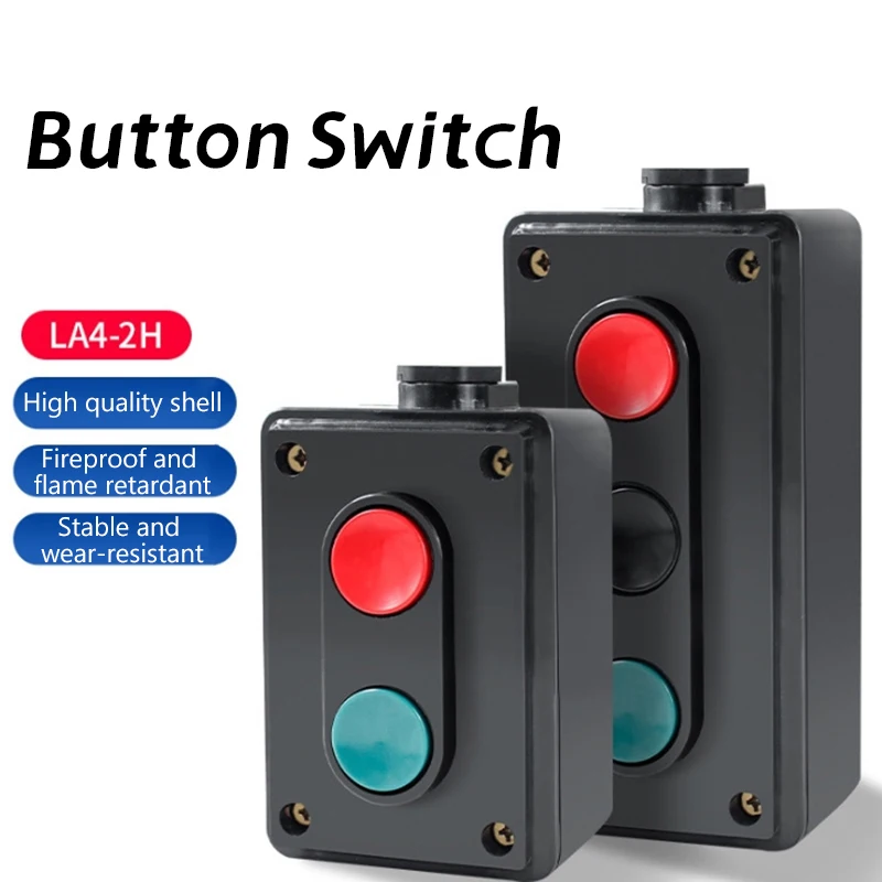 1pcs LA4-2H LA4-3H Machine Tool Start Stop Button Switch Control Button Box Spring Loaded Switch Self-resetting