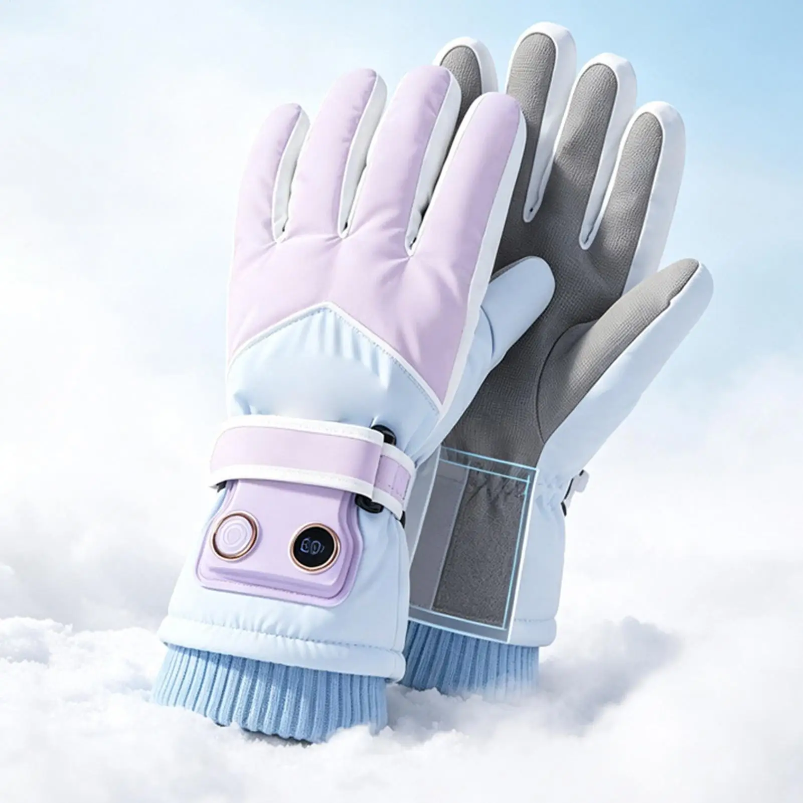 Heating Gloves 3 Levels Touchscreen Waterproof Winter Mitten 1200mAh Battery Rechargeable Ski Gloves For Cycling Hiking Travel