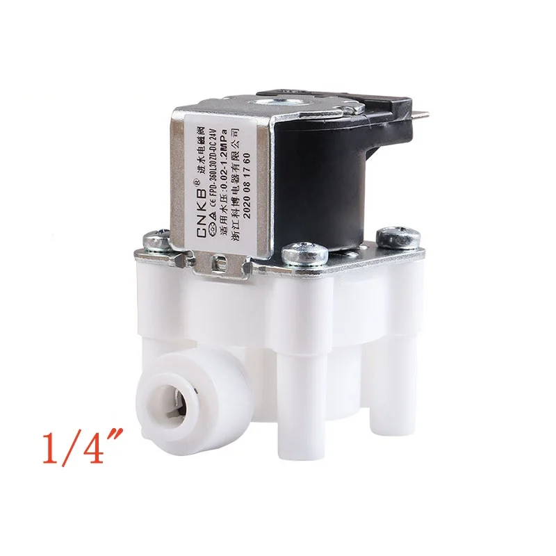 24V DC Inlet Feed Water Solenoid Valve, 1/4 Inch Quick Electric Water Valve Part for RO Reverse Osmosis Water Purifier System