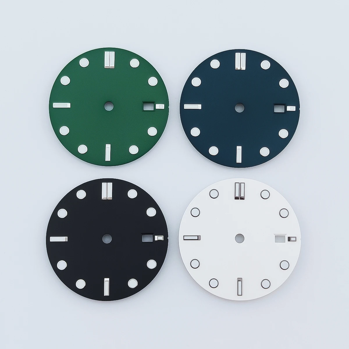 Manbushijie 32mm Schwarz-Blau-Grün-Weißes Steriles Uhrenzifferblatt Leuchtend Passend für NH34 NH35 Uhrwerk Passend für 3/3,8 Uhr Krone