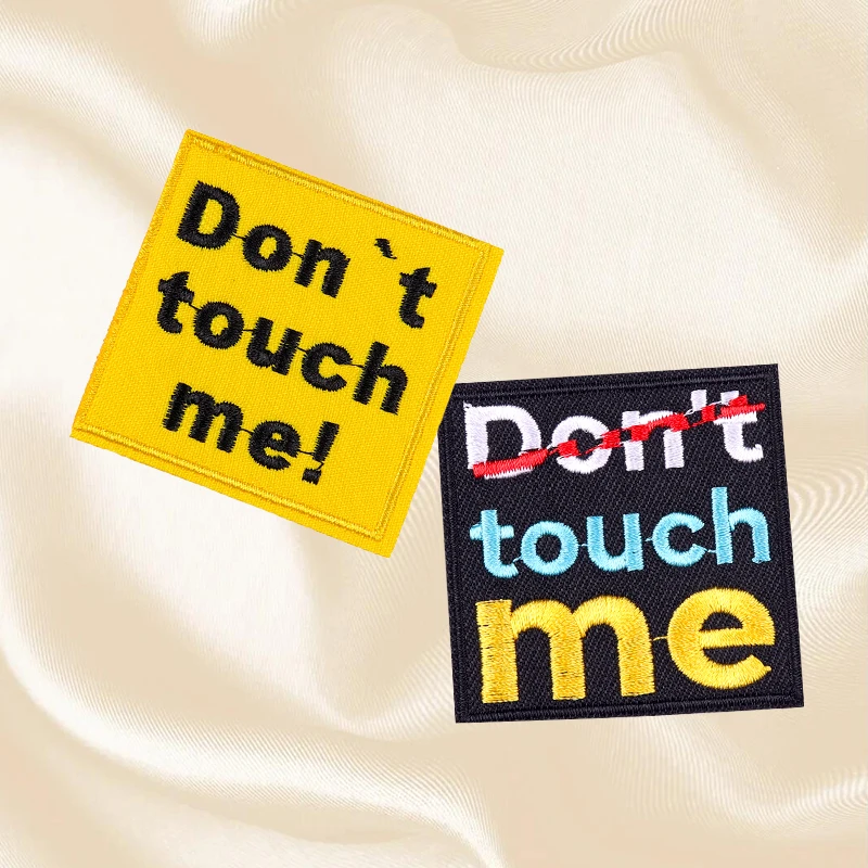 2PCS Set Don't Touch Me Patch Letter Slogan Embroidery Patch Iron On Patches For Clothing Jackets Cartoon Sew Embroidered  DIY