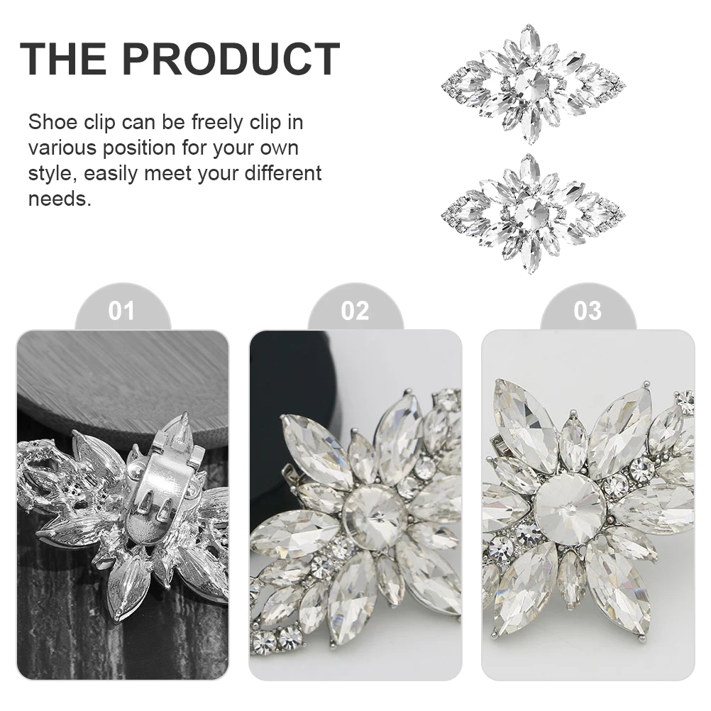 

2pcs Crystal Shoe Clip Bride White Slippers Wedding Buckle Alloy Rhinestones Versatile Decorative Shoe Accessories