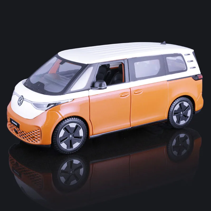 Maisto 1:24 2023 Volkswagen Buzz Orange Green Van Die Casting Alloy Car Model Classic Collection Decoration Boys Car Toy Gift