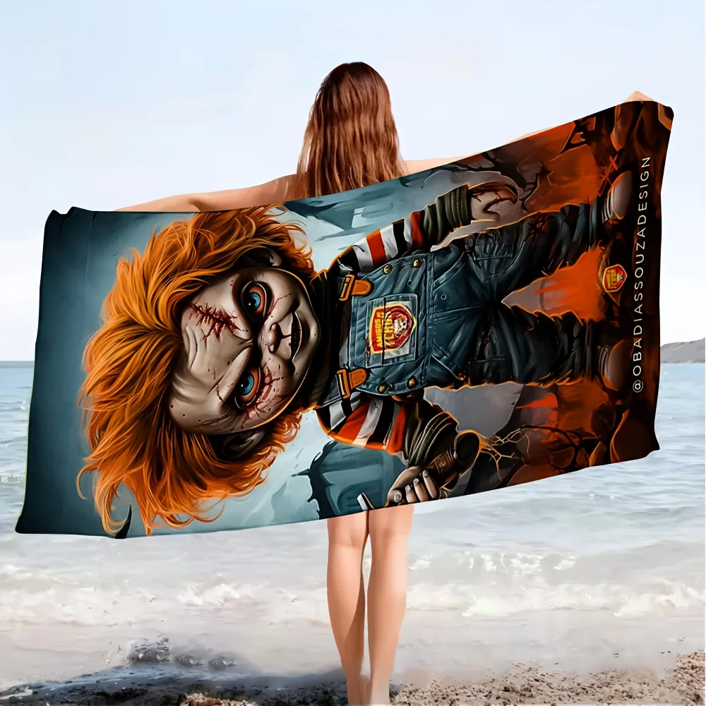 Classic Halloween Horror  Print Beach Towel,1pc, Soft, Absorbent,and Lightweight. Hand or Machine Washable.Perfect for Vacations