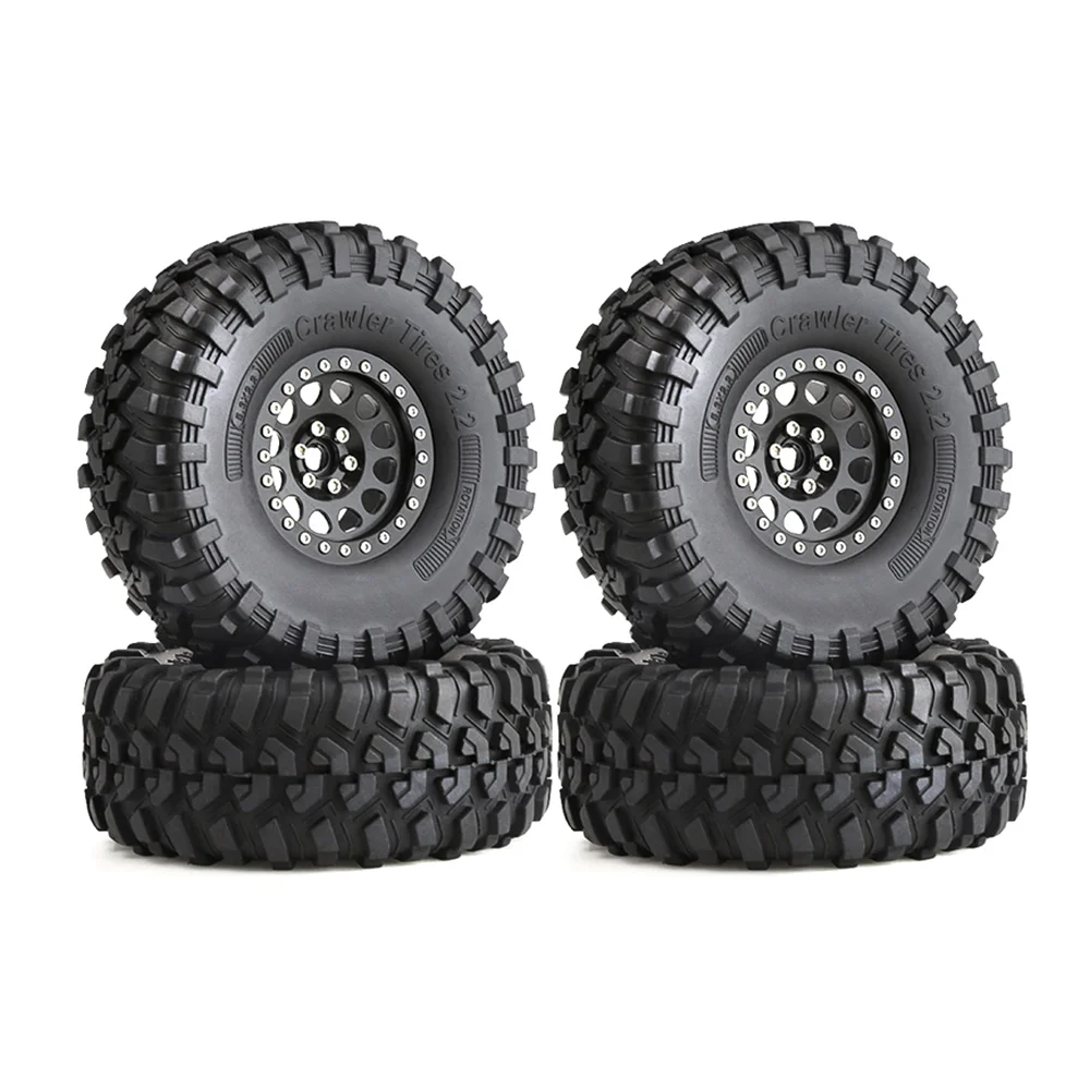 ABME New 4PCS 135mm Metal 2.2 Beadlock Wheel Rim Tire Set for 1/10 RC Crawler Car SCX10 Wraith Capra TRX4 D90,B