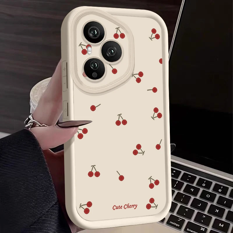 Mini Red Cherry Printed Soft TPU Phone Case For Honor 400 Pro 200 Pro X8c X9c Smart X6a X6b X6c Magic7 Lite Silicone Back Cover