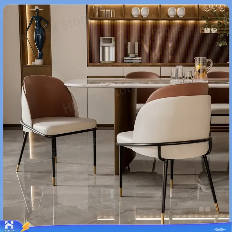 Set of 2 Modern Dining Chairs Faux Leather Upholstered Padded Seat Wood Back Kitchen Chair Comfortable Home Furniture Makeup