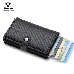Rfid Carbon Fiber Credit Card Holder Wallet Men Smart Bank Cardholder Case Thin Slim Minimalist Wallet Purse Metal Porte Carte