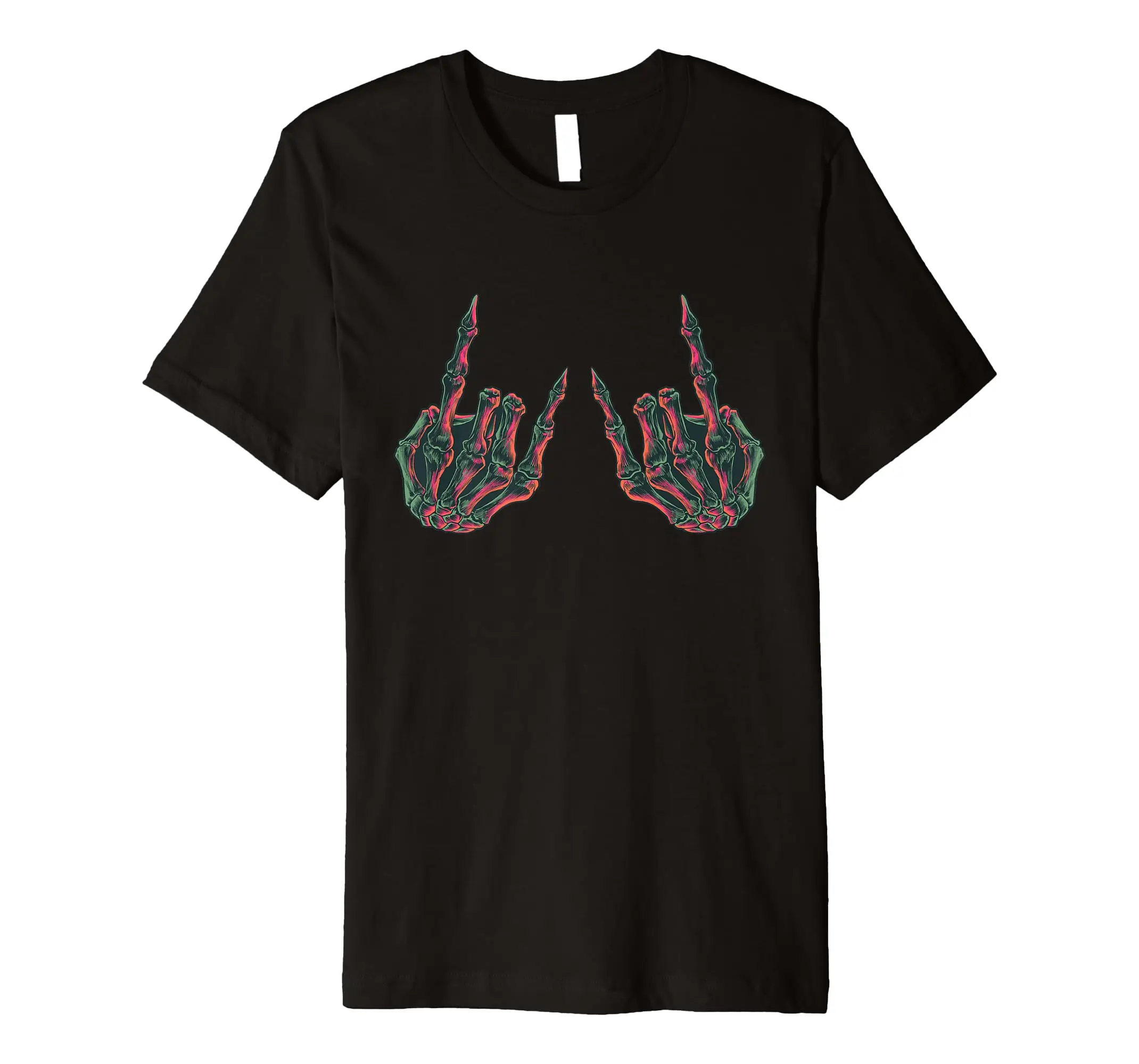 

Rock On Band Tees Rock And Roll Skeleton Hands Graphic Tee T-Shirt