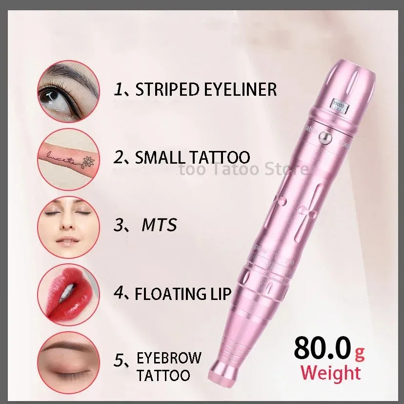 Mesin Tato Alis Pena Tato Makeup Permanen Nirkabel untuk Tato Ombre Bubuk Alis Microshading Bibir PMU dengan 2 Buah Jarum