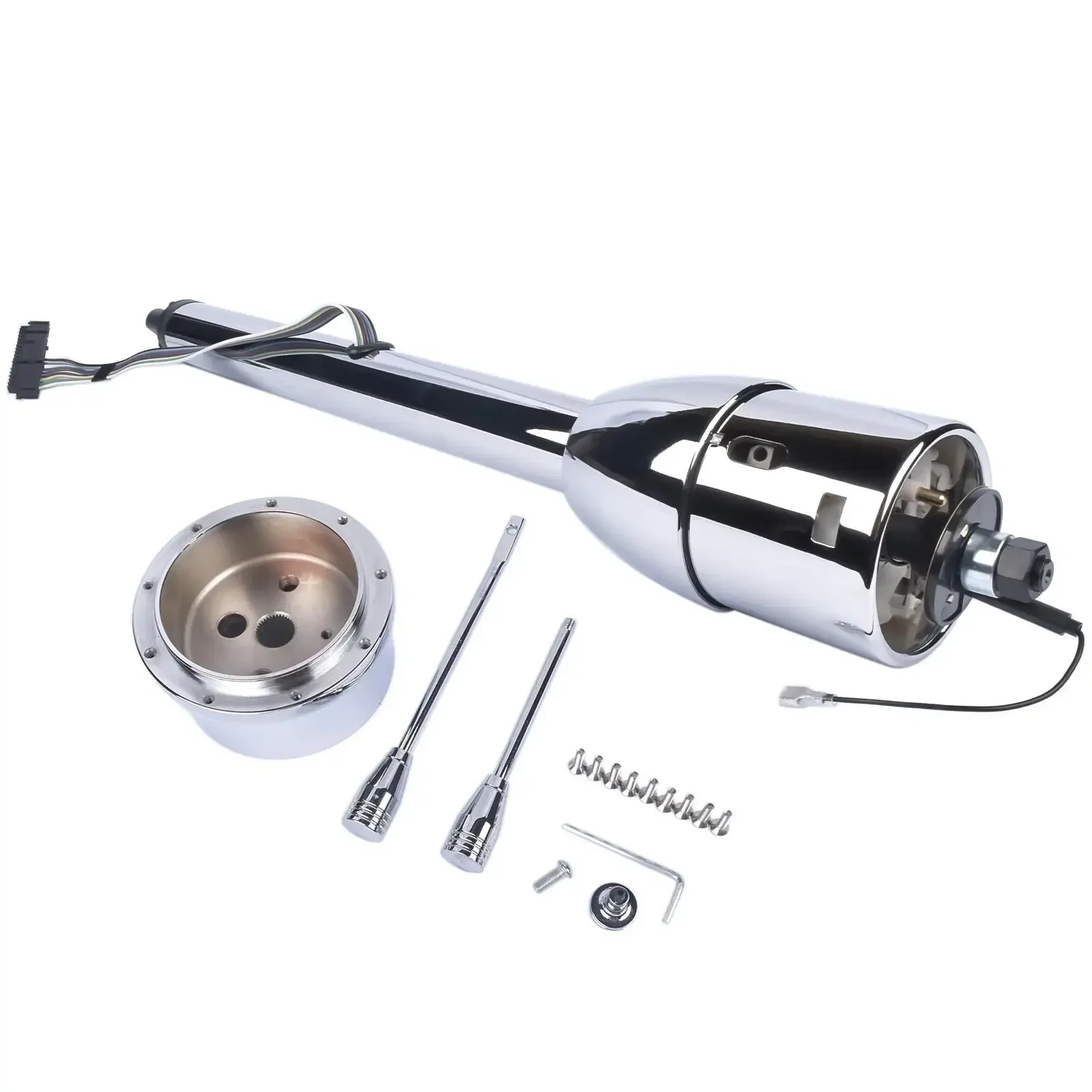 

AP03 28" Chrome Tilt Manual Universal Steering Column w/ 9 Hole Wheel Adapter No Key