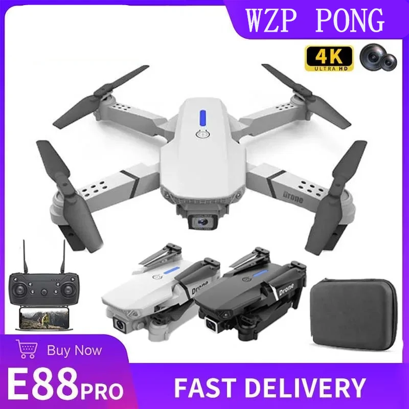 WZP PONG 2024 New E88 Pro WIFI FPV Drone Wide Angle HD 4K 1080P Camera Height Hold RC Foldable Quadcopter Dron Helicopter Toys