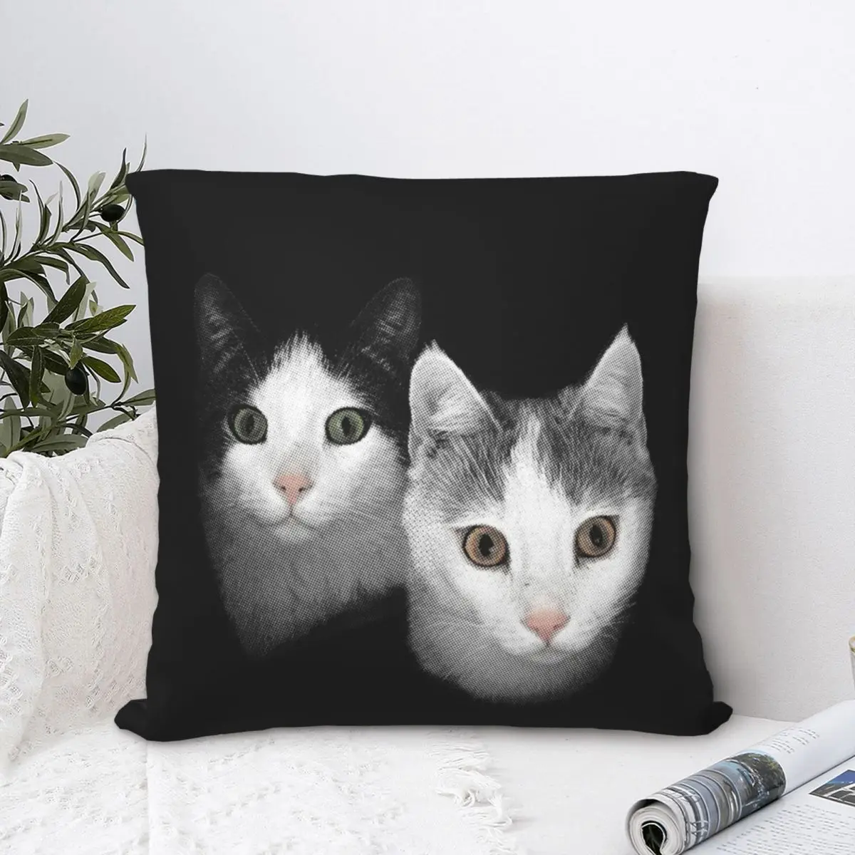 Cats Hiding! Square Pillowcase Polyester Pillow Cover Velvet Cushion Zip Decorative Comfort Throw Pillow For Home Bedroom