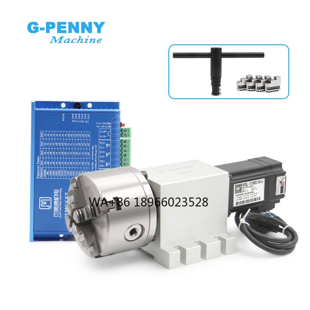 

Harmonic 4th Axis 3/4Jaw 80mm/100mm Chuck NEMA23 2N.m Closed Loop Motor Kit CNC Dividing Head/Rotation Axis/A Axis