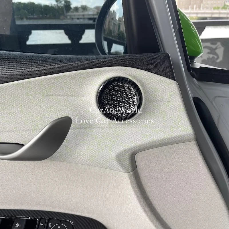 

ABS Carbon Fiber Front Door Upper Speaker Ring Frame Trumpet Cover Trims Car Moulding Accessories For BYD Dolphin 2021-2025